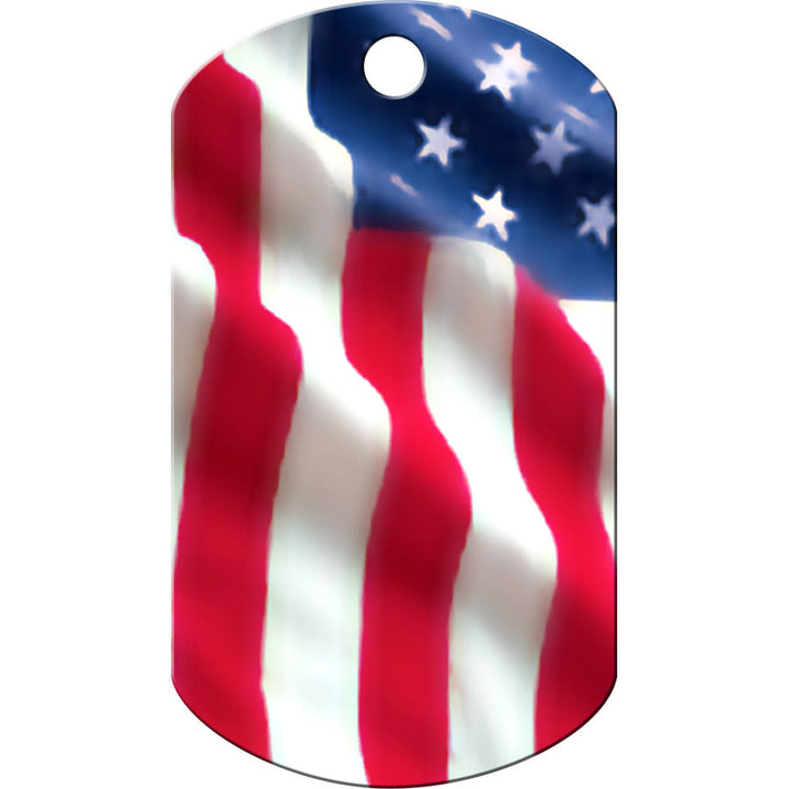 American Flag Dog Tag, Military Shape