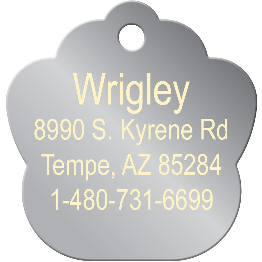 Large Bone Shape Dog Tag with Plated Brass Chrome by Quick-Tag