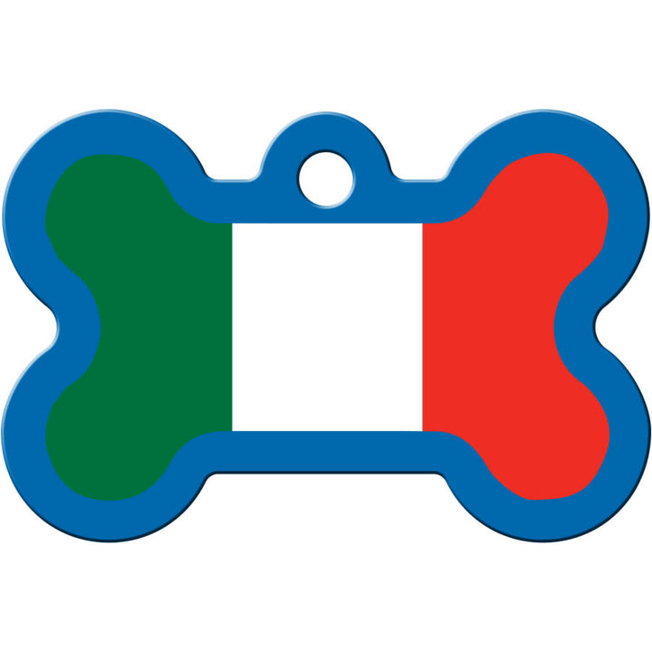 Italian Flag Dog Tag, Medium Bone