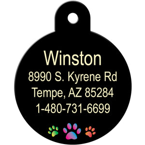 Multi Color Paw Print Dog Tag