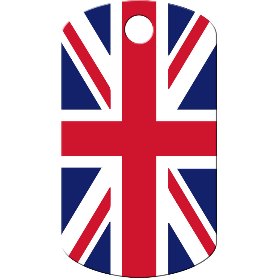 England Flag Pet ID Tag, Small Military Shape