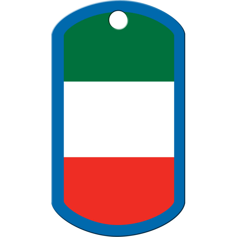 Italian Flag Dog Tag, Military Shape