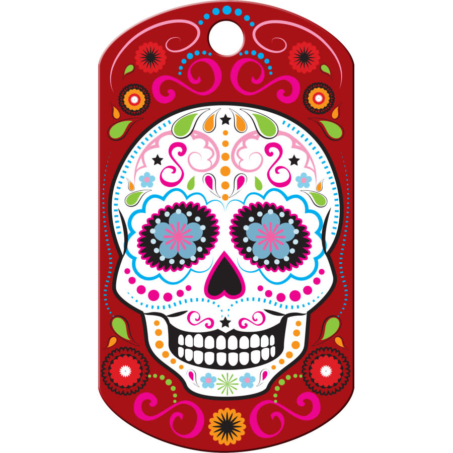 Day Of The Dead Dog Tag, Military Shape