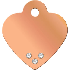 Rose Gold Crystal Heart Shape Pet Tag Front