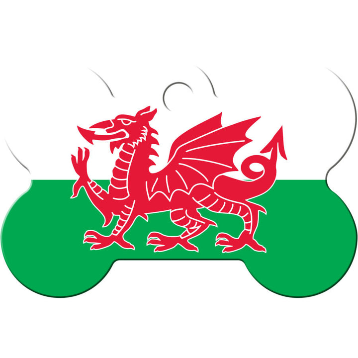 Wales Flag Dog Tag, Medium Bone