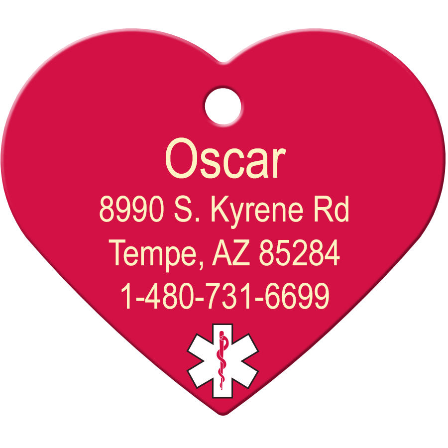 Medical ID Pet Tag, Large Heart