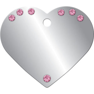 Crystal Heart Shape Dog Tag Front