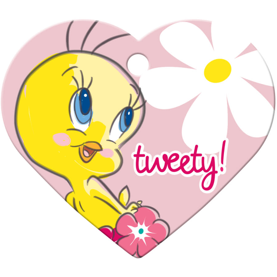 Tweety Bird Pet ID Tag, Large Heart