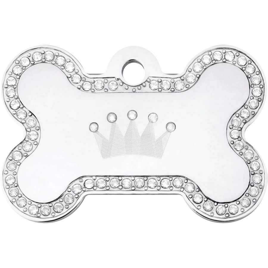 Dog Tag with Crown and Crystals 