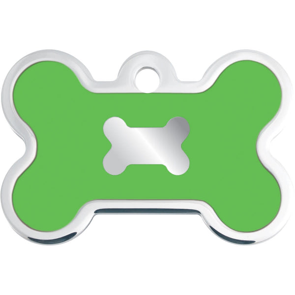 Medium Bone Shape Dog Tag with Chrome Detail