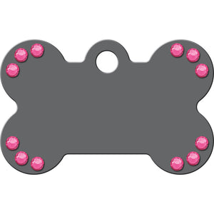 Small Bone Shape Dog Tag with Crystals Front
