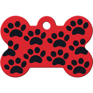 Red and Black Paw Print Dog Tag