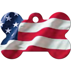 American Flag Dog Tag, Medium Bone