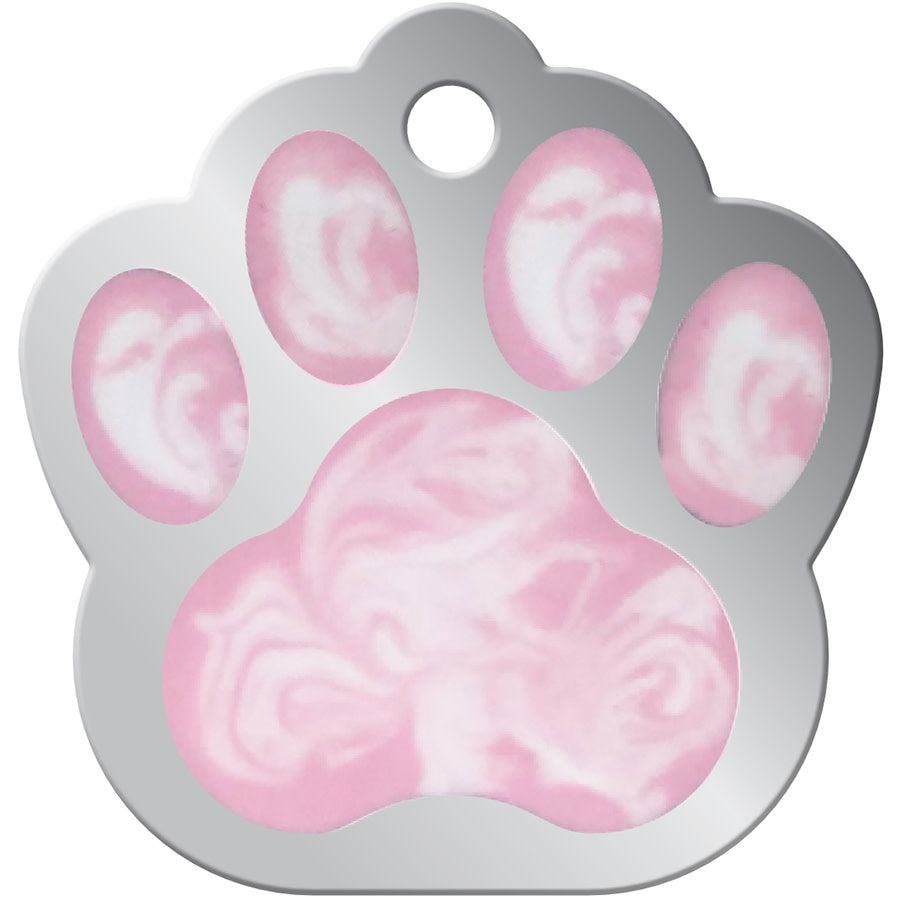 Pink Marble Paw Pet ID Tag, Small