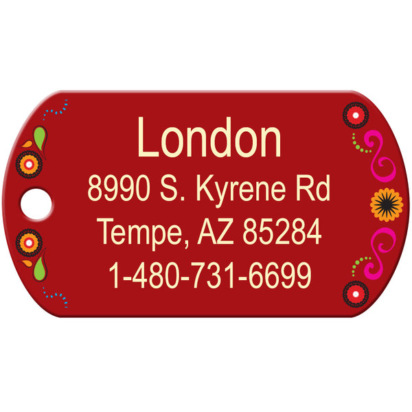 Day Of The Dead Dog Tag, Military Shape