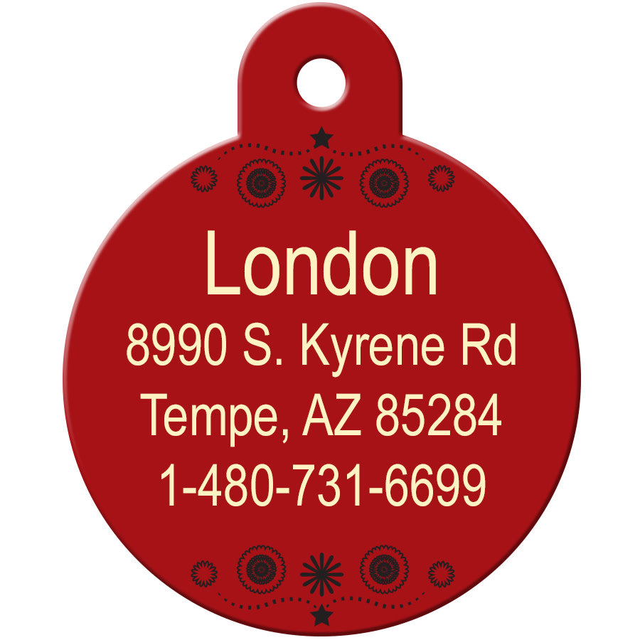 Day Of The Dead Dog Tag, Large Circle