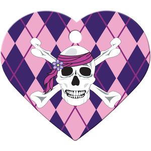 Argyle Skull Pet ID Tag, Large Heart