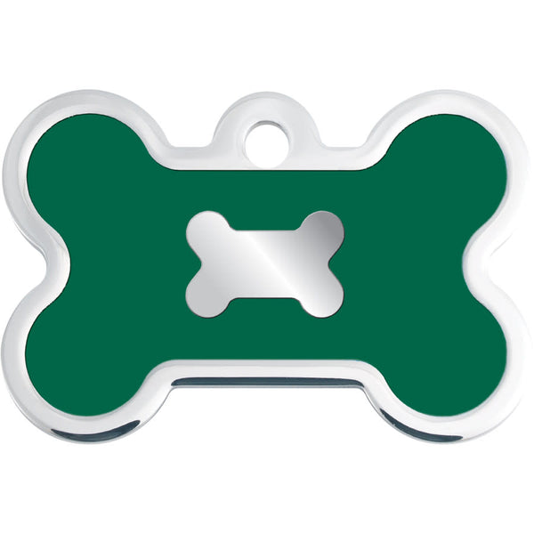 Medium Bone Shape Dog Tag with Chrome Detail