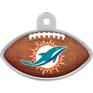 Miami Dolphins Dog Tag, Football Shape
