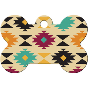 Aztec Print Dog Tags, Medium Bone