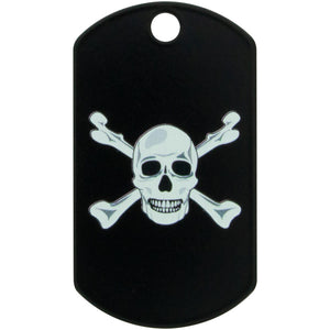 Skull and Crossbones Dog Tag, Military Shape