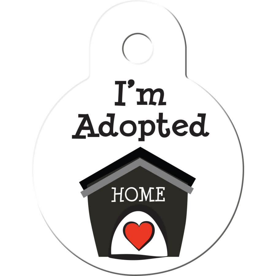 "I'm Adopted" Pet ID Tag, Small Circle
