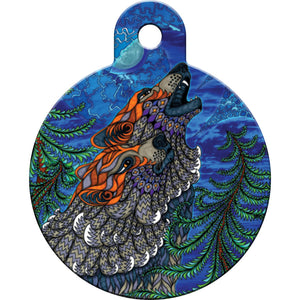 Phil Lewis Wolf Song Dog Tag, Large Circle