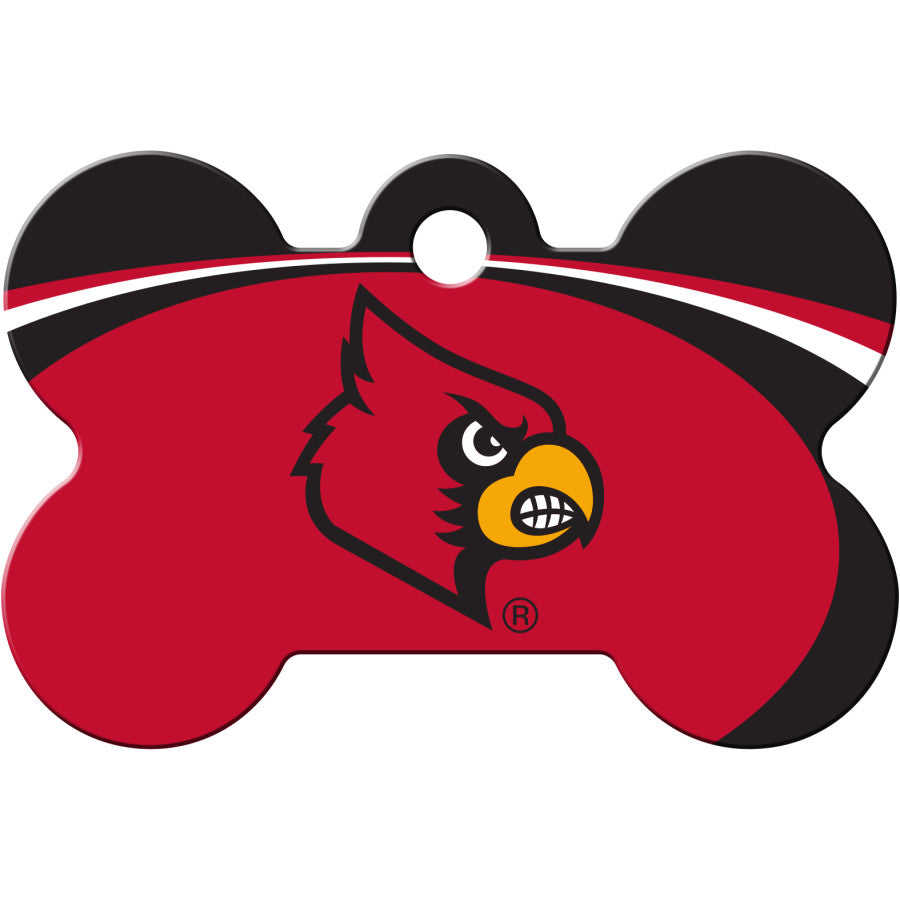 Quick-Tag NCAA Bone Personalized Dog ID Tag, Large, Louisville Cardinals
