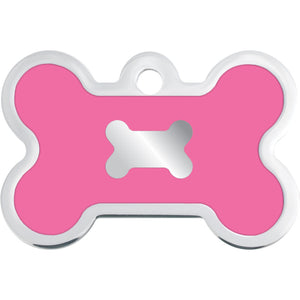 Medium Bone Shape Dog Tag with Chrome Detail