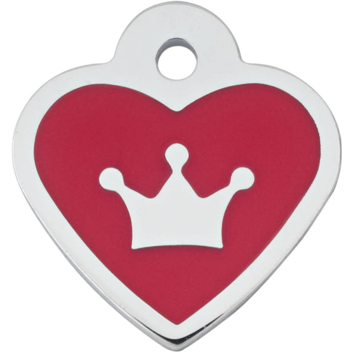 Small Heart Shape Pet Tag with Crown
