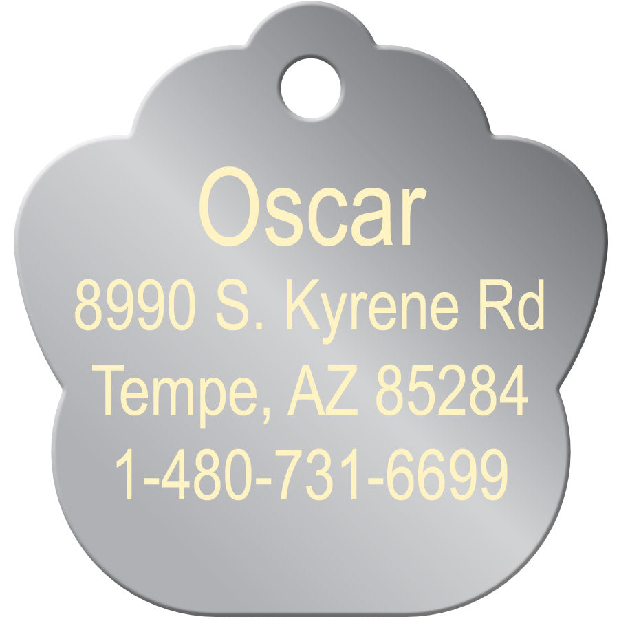 Large Paw Shape Dog Tag with Chrome Detail – Quick-Tag