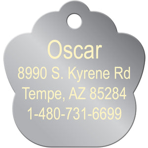 Large Paw Shape Dog Tag with Chrome Detail