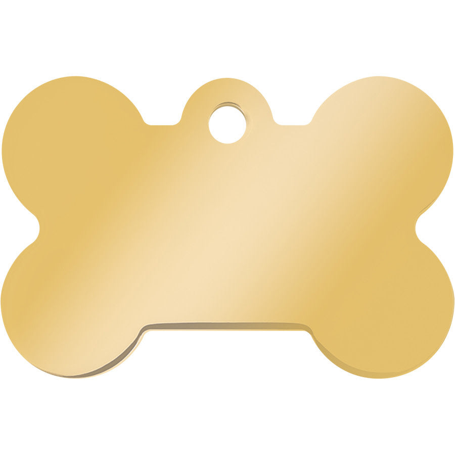 Medium Bone Shape Dog Tag with Plated Brass