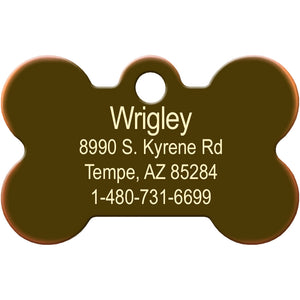Small Bone Shape Dog Tag with Plated Brass