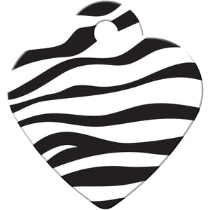 Zebra Print Pet ID Tag, Small Heart