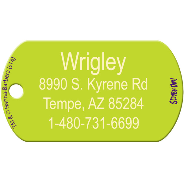 Scooby-Doo Lite Green Large Military Pet ID Tag