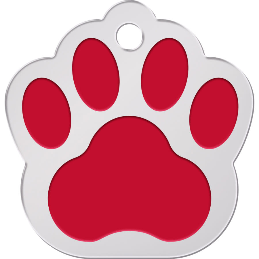 Large Paw Shape Dog Tag with Chrome Detail