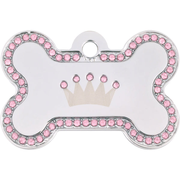Dog Tag with Crown and Crystals
