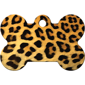 Leopard Print Dog Tag, Medium Bone 