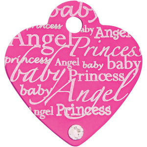 Crystal Heart Shape Princess Pet ID Tag  for Dogs and Cat