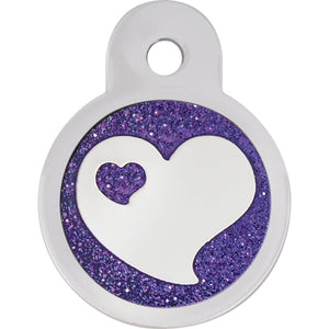 Small Dog Tag with Heart Inlay