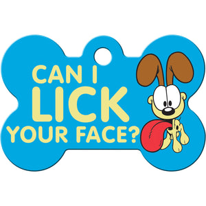 Odie "Can I Lick Your Face" Dog Tag, Medium Bone