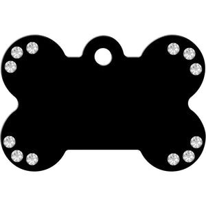 Medium Bone Shape Dog Tag with Crystals, Lightweight