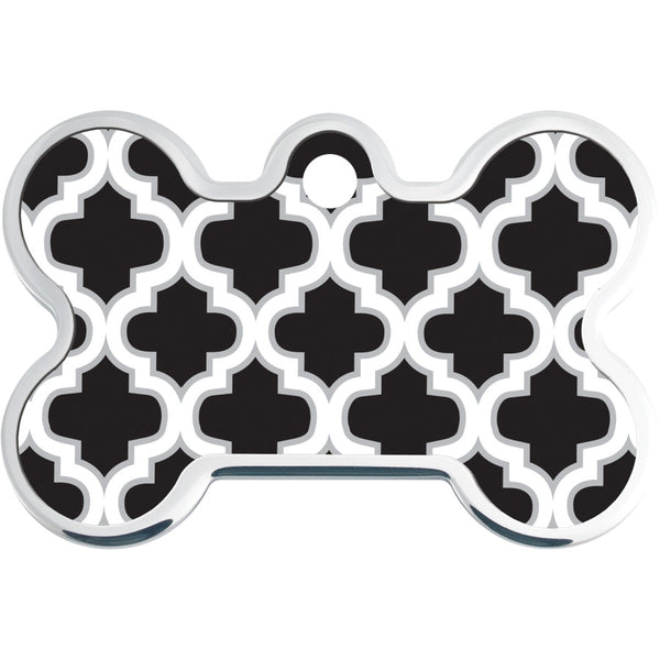 Lattice Print Dog Tag with Raised Edge