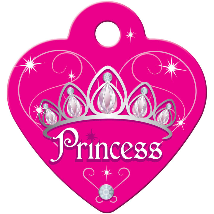 "Princess" Pink Heart Pet ID Tag, Small