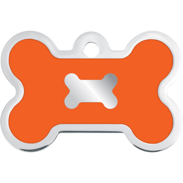 Medium Bone Shape Dog Tag with Chrome Detail
