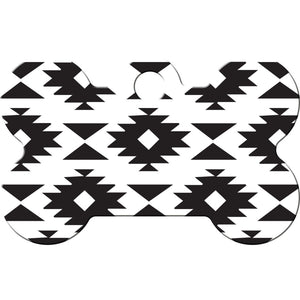 Aztec Print Dog Tags, Small Bone