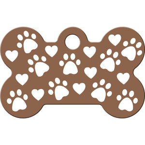 Copper Paws and Hearts Dog Tag, Small Bone