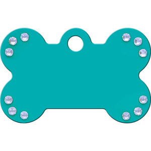 Turquoise Bone Dog Tag with Crystal Front