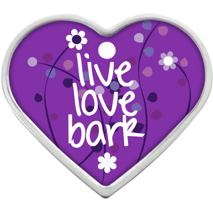 Live Love Bark Dog Tag, Large Heart